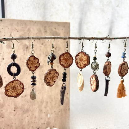 Handcrafted Blood Vine Botanical Drop Earrings