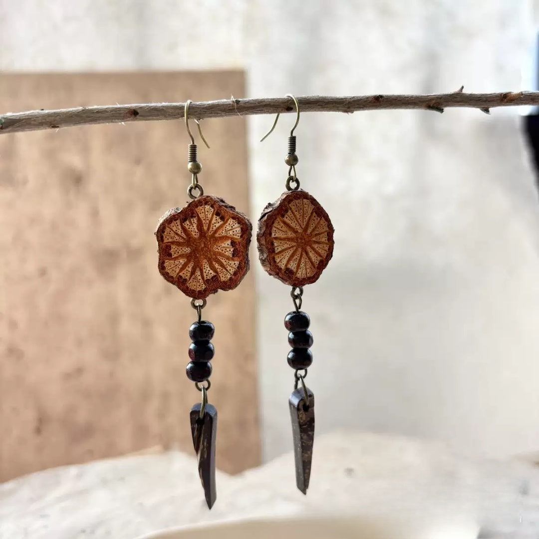 Handcrafted Blood Vine Botanical Drop Earrings