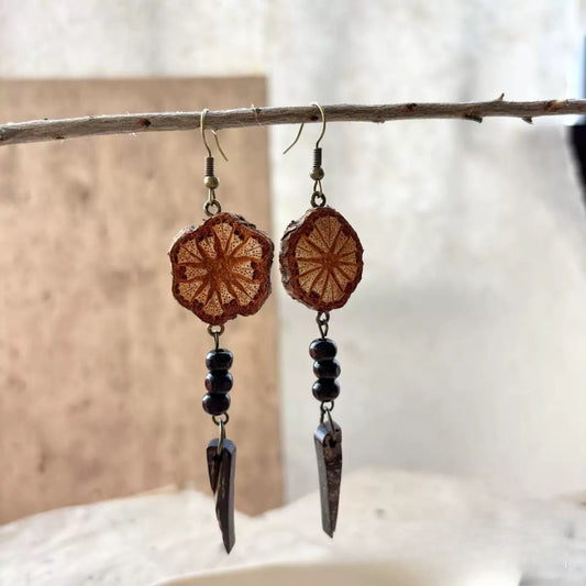 Handcrafted Blood Vine Botanical Drop Earrings
