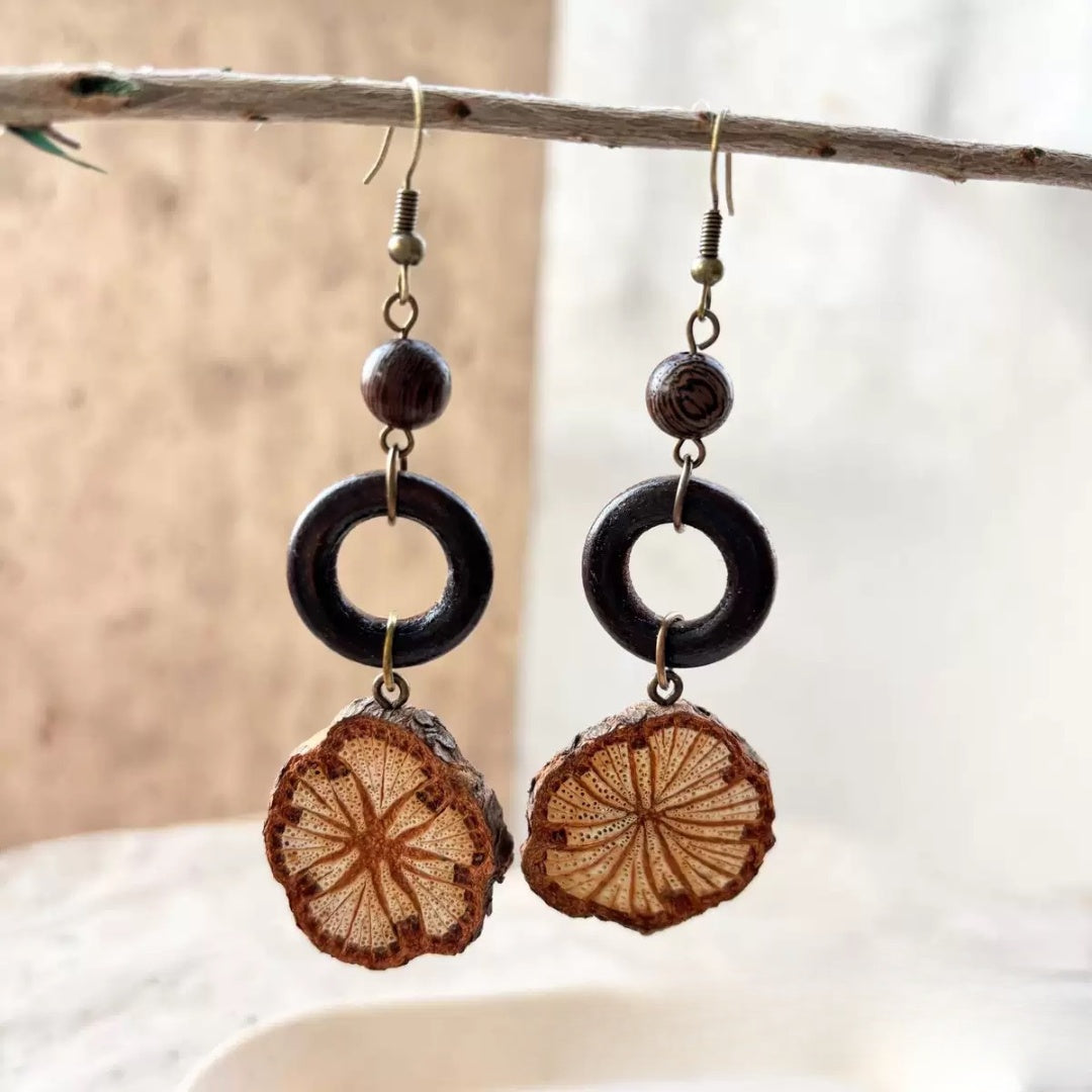 Handcrafted Blood Vine Botanical Drop Earrings