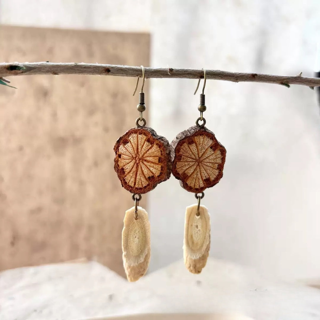 Handcrafted Blood Vine Botanical Drop Earrings
