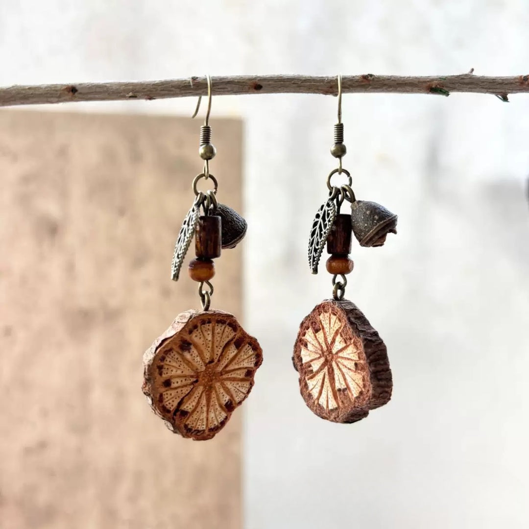 Handcrafted Blood Vine Botanical Drop Earrings